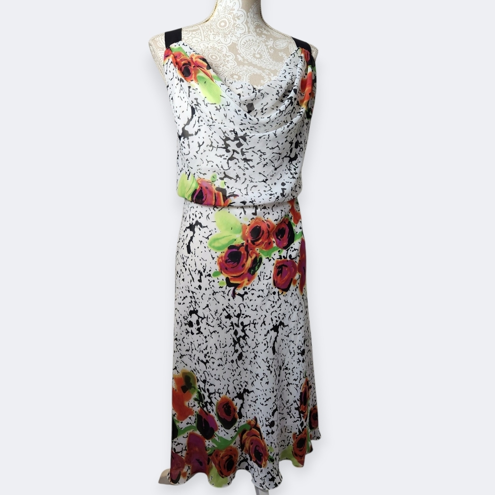 Lane Bryant Floral Draped Neck Cocktail/Party Dress Size 28